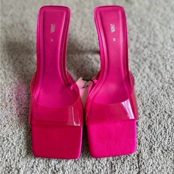 ZARA HIGH HEELED VINYL MULE - SIZE 8 or 39 - BRAND NEW WITH TAG